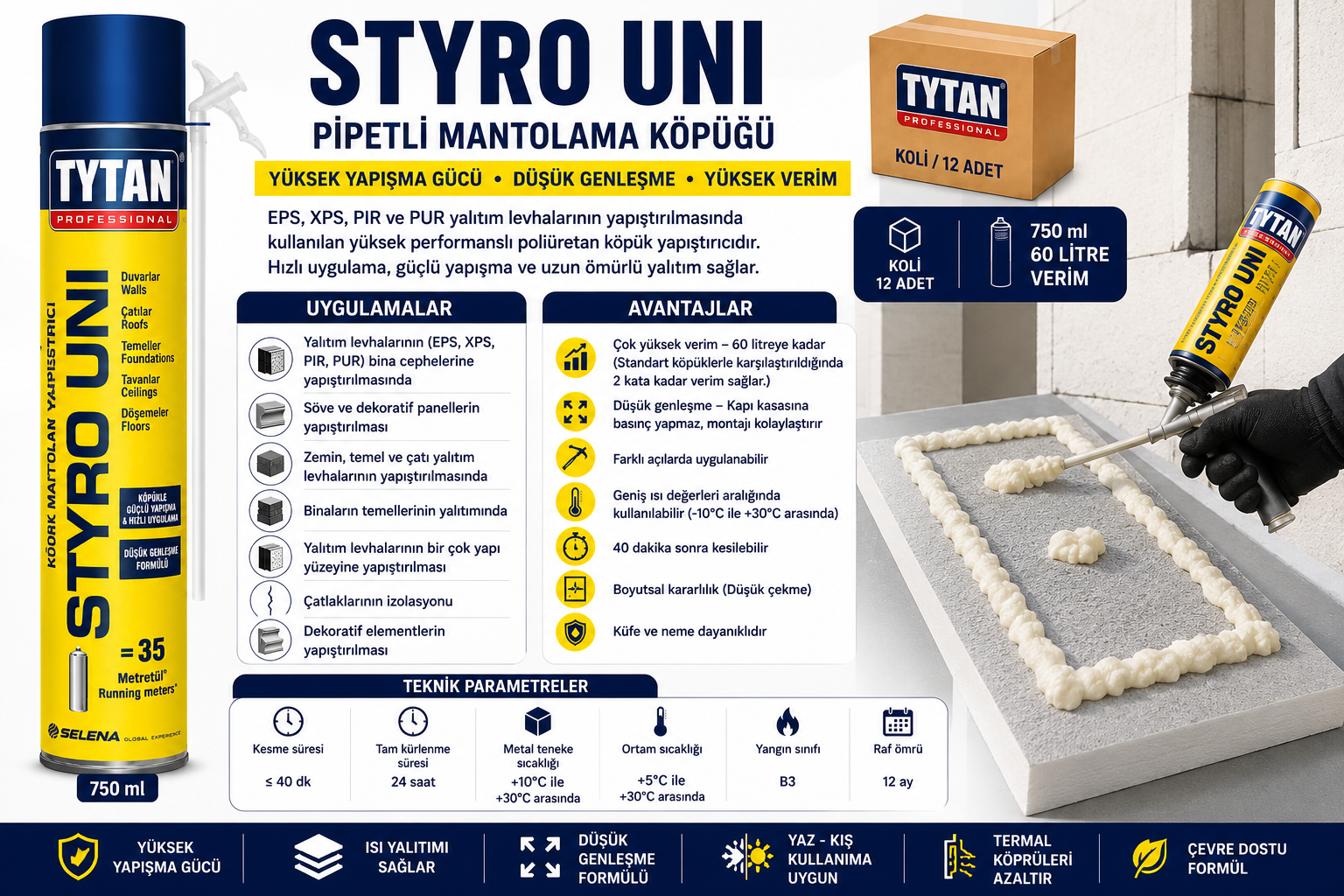Tytan Styro UNI Pipetli Mantolama Köpüğü Uygulaması