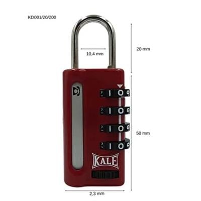 Kale Şifreli Asma Kilit Kd-001/20-200 4 Basamaklı-(6 Adet)