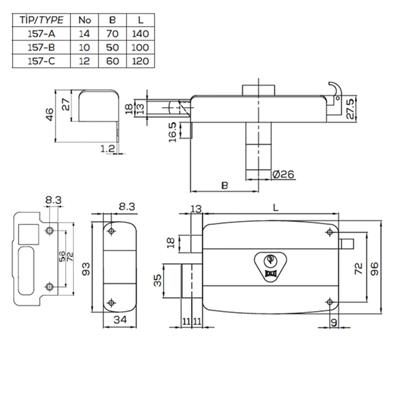 Kale Trajlı Demir Kapı Kilidi 157A