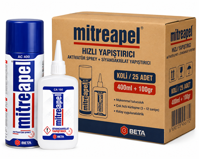 Mitreapel Hızlı Yapıştırıcı 400 ML + 100 GR | Aktivatörlü Güçlü YapıştırıcıMitreApelMitreapel Hızlı Yapıştırıcı 400 ML+100 GR-(50 Adet)Mıtre-400+100