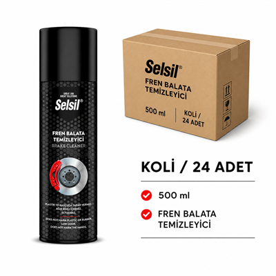 Selsil Fren Balata Temizleyici 500 ml | Güçlü Yağ ve Kir Çözücü SpreySelsilSelsil Fren Balata Spreyi 500 ML--(24 Adet)SEL-FBS500