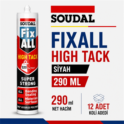 Soudal Fix All Hıgh Tack (Korniş Yap) Siyah 290 Ml -(12 Adet)Soudal