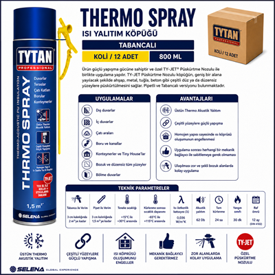 Tytan Thermospray PU Sprey Yalıtım Köpüğü 870 ML – Akustik & Isı YalıtımıTytanTytan Thermospray Thermo Akustik PU Yalıtım Köpüğü Pipetli 870ML-(12 Adet)TYT-THR-STR-870
