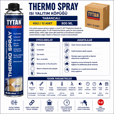 Tytan Thermospray PU Sprey Yalıtım Köpüğü 870 ML – Akustik & Isı YalıtımıTytanTytan Thermospray Thermo Akustik PU Yalıtım Köpüğü Tabancalı 870ML-(12 Adet)TYT-THR-GUN-870