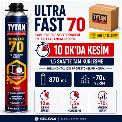 Tytan Ultra Fast 70 PU Köpük 870 ML – Hızlı Kürlenme ve Su YalıtımıTytanTytan Ultra Fast 70 PU Tabancalı Köpük 870ML-(12 Adet)TYT-BRICK-GUN-1030