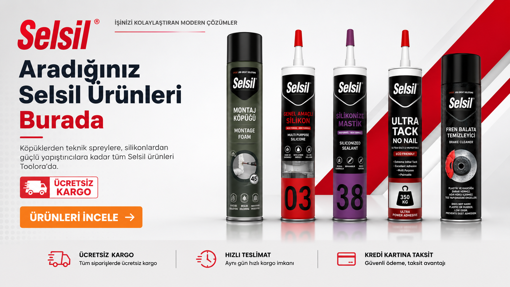 Selsil köpük silikon mastik ultra tack ve teknik sprey ürünleri