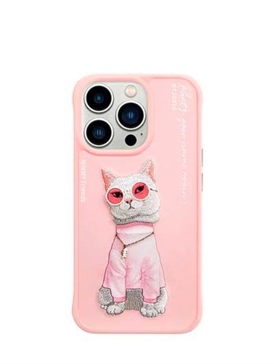 NİMYY 16 PRO MAX PEMBE KEDİLİ TASARIM KILIF