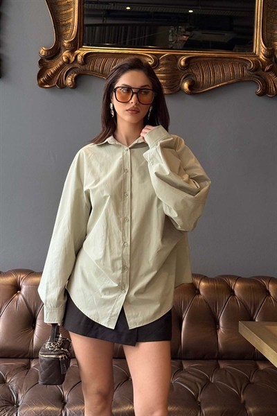 Kadın Haki Oversize Modal Gömlek – Minimal Şıklık MLB178
