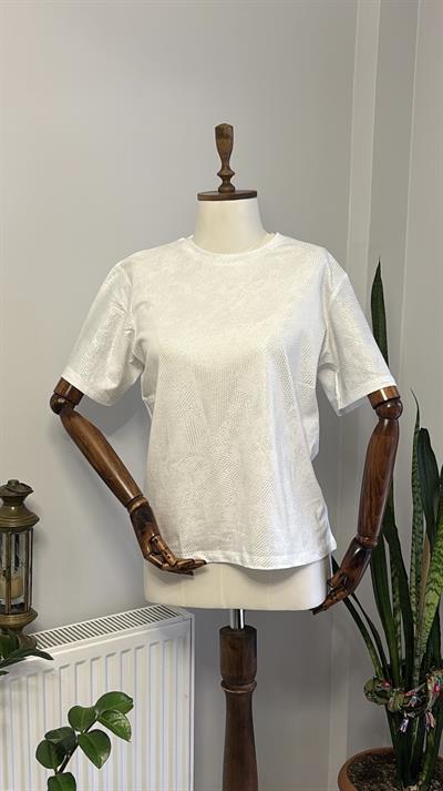 Bisiklet Yaka Elegant Baskılı T-Shirt