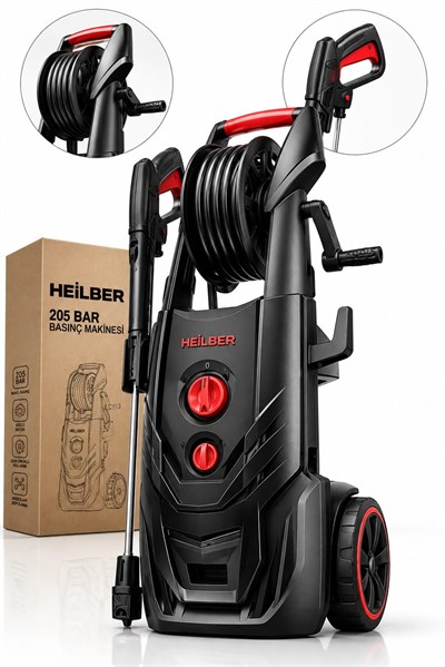BA011542 205 Bar Elektrikli Basınçlı Yıkama Makinesi Oto Araç Yıkama Makinesi Hortum Makaralı Yüksek Basınçlı Su Tabancası