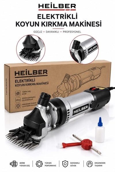 BA011544 420W Elektrikli Koyun Kırkma Makinesi Profesyonel Koyun Traş Makinesi Yedek Bıçaklı Bakım Setli