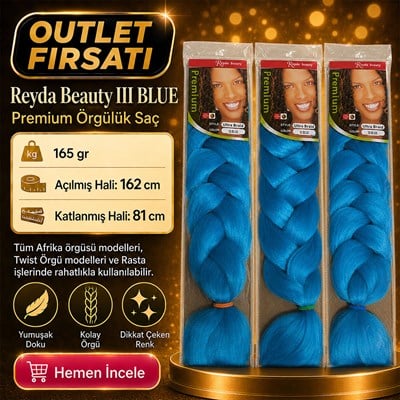 3 Paket - Afrika Örgüsü Ve Rasta İçin Sentetik Saç BLUE3