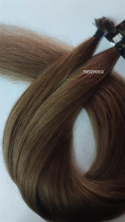 70cm.60gr.100 Adet Premium Serisi Mikrokaynak Saç Düz Küllü Kumral Renk