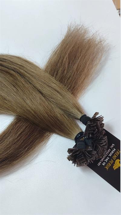 70cm.60gr.100 Adet Premium Serisi Mikrokaynak Saç Düz Küllü Kumral Renk