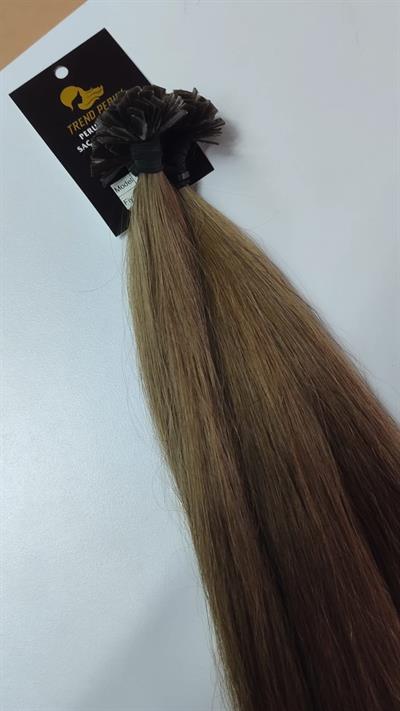 70cm.60gr.100 Adet Premium Serisi Mikrokaynak Saç Düz Küllü Kumral Renk