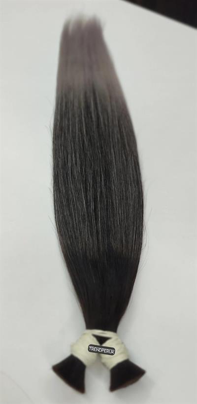 70cm.60gr.100 Adet Premium Serisi Mikrokaynak Saç Düz Siyah Gri Ombre Renk