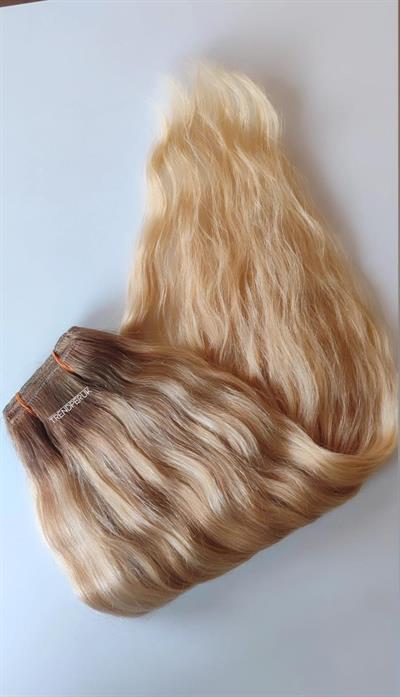 8 Parça 150 gr 65cm Gerçek Saç Çıtçıt Sıcak Sarı Ombreli Renk