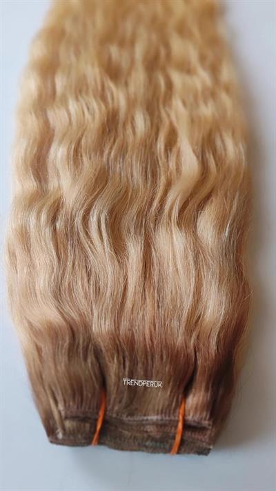 8 Parça 170 gr 65-70 cm Gerçek Saç Çıtçıt Sıcak Sarı Ombreli Renk