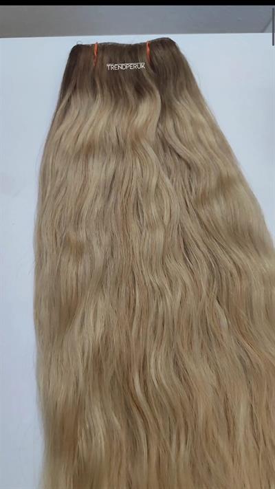 8 Parça 170 gr 65-70 cm Gerçek Saç Çıtçıt Dip Açık Kumral Alt Platin RöfleRenk