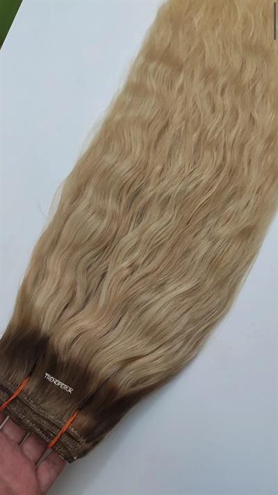 8 Parça 170 gr 65-70 cm Gerçek Saç Çıtçıt Dip Açık Kumral Alt Platin RöfleRenk