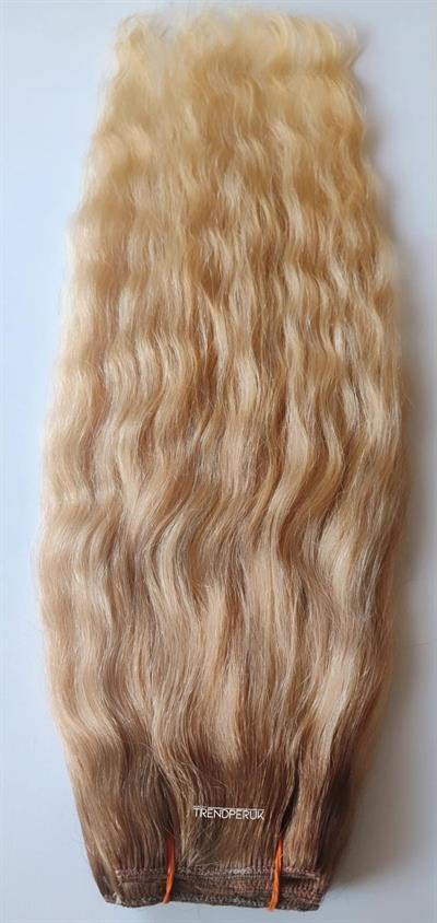8 Parça 200 gr 65-70 cm Gerçek Saç Çıtçıt Sıcak Sarı Ombreli Renk