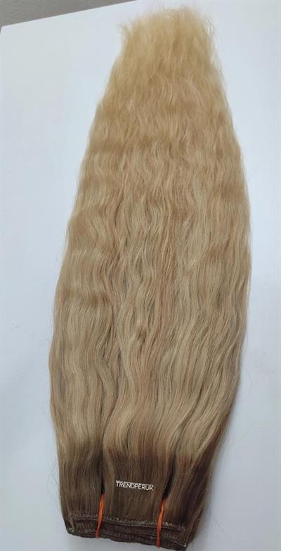 8 Parça 200 gr 65-70 cm Gerçek Saç Çıtçıt Dip Açık Kumral Alt Platin Röfle Renk