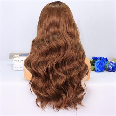 Açık Kahverengi / Platin Perçemli Su Dalgalı Tül Peruk