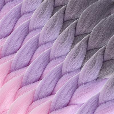 Afrika Örgülük Ombreli Sentetik Saç 100 Gr. - Soft Gri / Lila / Pembe
