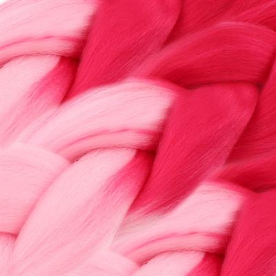 Afrika Örgüsü Ve Rasta İçin Sentetik Ombreli Saç - Koyu Pembe / Açık Pembe