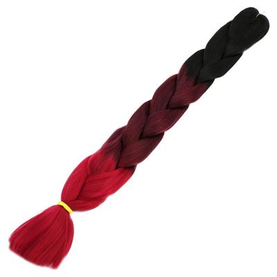 Afrika Örgüsü Ve Rasta İçin Sentetik Ombreli Saç - Siyah / Koyu Kızıl / Açık Kızıl