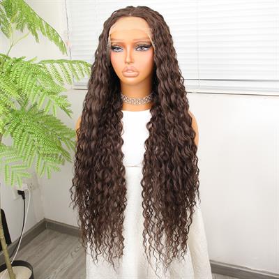 Afro Dalga Kumral Fiber Sentetik Tül Peruk