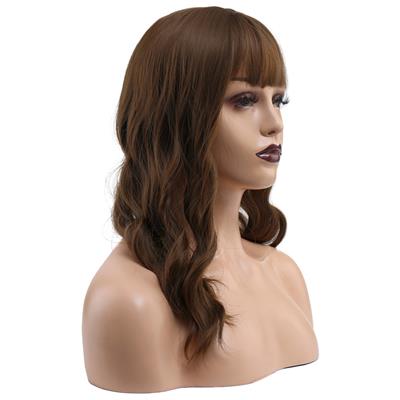 Dalgalı Kısa Perçemli Fiber Sentetik Peruk - Kumral