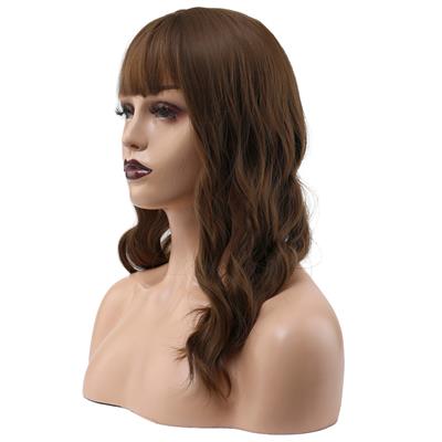 Dalgalı Kısa Perçemli Fiber Sentetik Peruk - Kumral