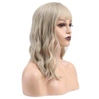 Dalgalı Kısa Perçemli Fiber Sentetik Peruk - Balköpüğü / Platin Röfleli
