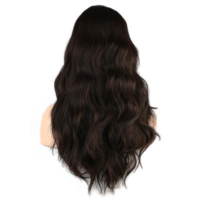 Dalgalı Perçemli Fiber Sentetik Orta Boy Peruk - Kahverengi