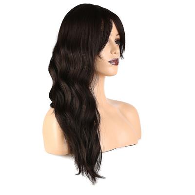 Dalgalı Perçemli Fiber Sentetik Orta Boy Peruk - Kahverengi