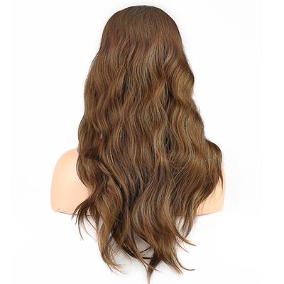 Dalgalı Perçemli Fiber Sentetik Orta Boy Peruk - Kumral