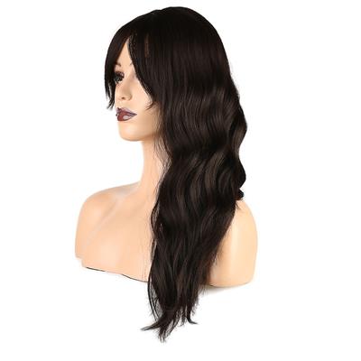 Dalgalı Perçemli Fiber Sentetik Orta Boy Peruk - Kahverengi