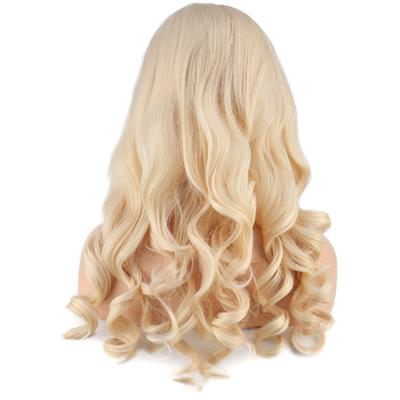 Dalgalı Perçemli Uzun Fiber Sentetik Peruk - Platin