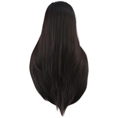 Düz Perçemli Uzun Fiber Sentetik Peruk - Kahverengi