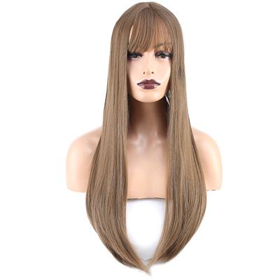 Düz Perçemli Uzun Fiber Sentetik Peruk - Bebek Kumralı