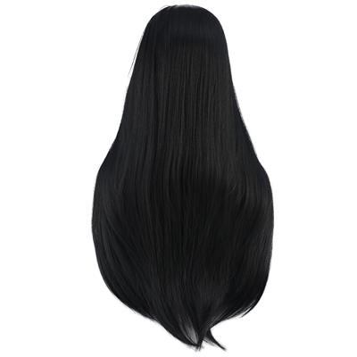 Düz Perçemli Uzun Fiber Sentetik Peruk - Siyah