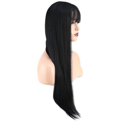 Düz Perçemli Uzun Fiber Sentetik Peruk - Siyah