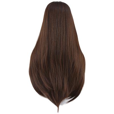 Düz Perçemli Uzun Fiber Sentetik Peruk - Kahve Karamel