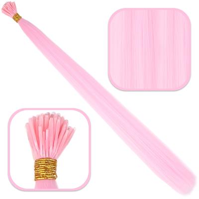 Fiber Sentetik Boncuk Kaynaklık Renkli Saç - Şeker Pembe - 100 Adet