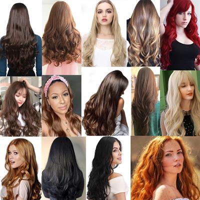 Fiber Sentetik Dalgalı 8 Parça Çıt Çıt - Koyu Kızıl