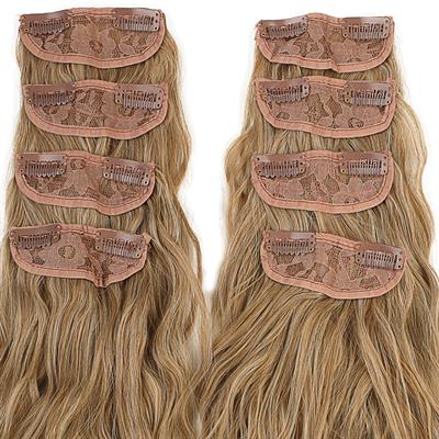 Fiber Sentetik Kabarık Dalgalı 8 Parça Çıt Çıt - Karamel Platin Röfleli