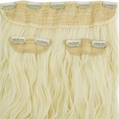 Fiber Sentetik Kabarık Dalgalı Yarım Ay + 2 Yan Çıt Çıt - Açık Platin