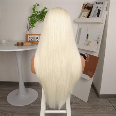 Fiber Sentetik Platin Düz Tül Peruk