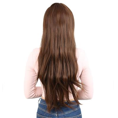 Fiber Sentetik Uzun Düz Kahküllü Peruk - Kahve  Karamel